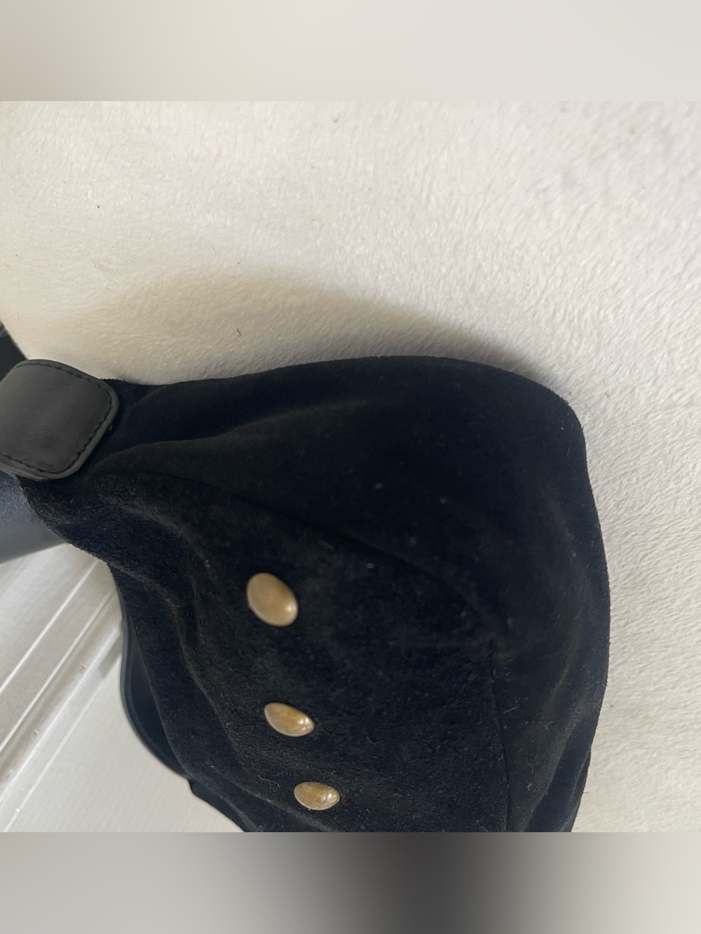 Furla Rare Black mini Suede Shoulder Bag with Brass Studs - Picture 12 of 16